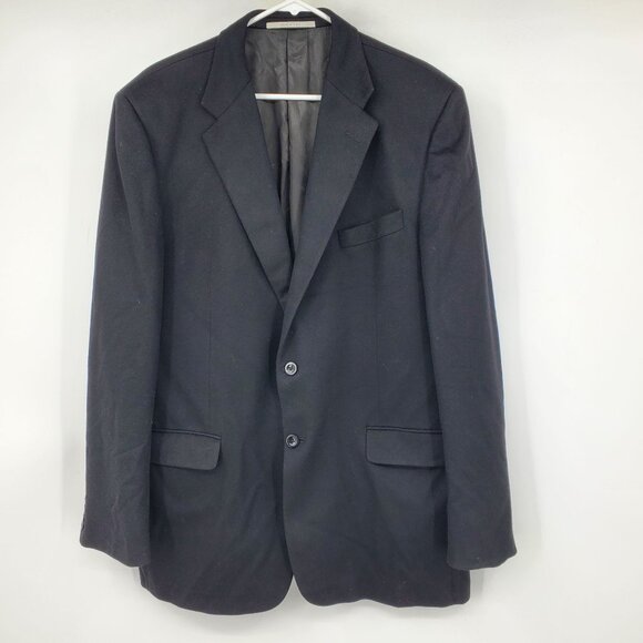 Hickey Freeman 100% Cashmere Loro Piana Black 2 Button Men's Blazer Jacket 44 L - Picture 1 of 13